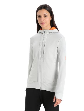 Women's Icebreaker Merino Quantum III Long Sleeve Zip Hoodie Ether / Flash | CA 1271LISH